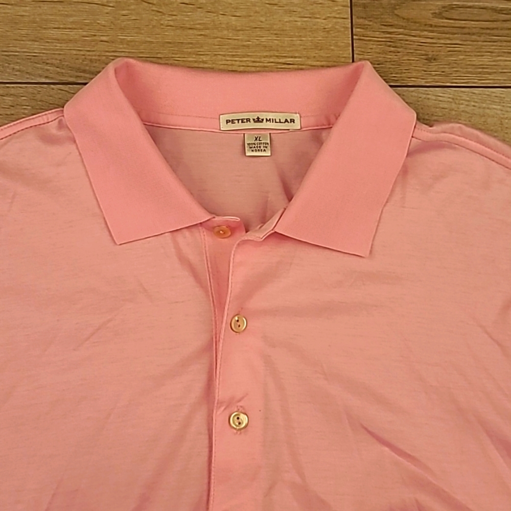 PETER MILLAR Pink Senators Classic Cotton XL Mens Golf Polo Short Sleeve Shirt
